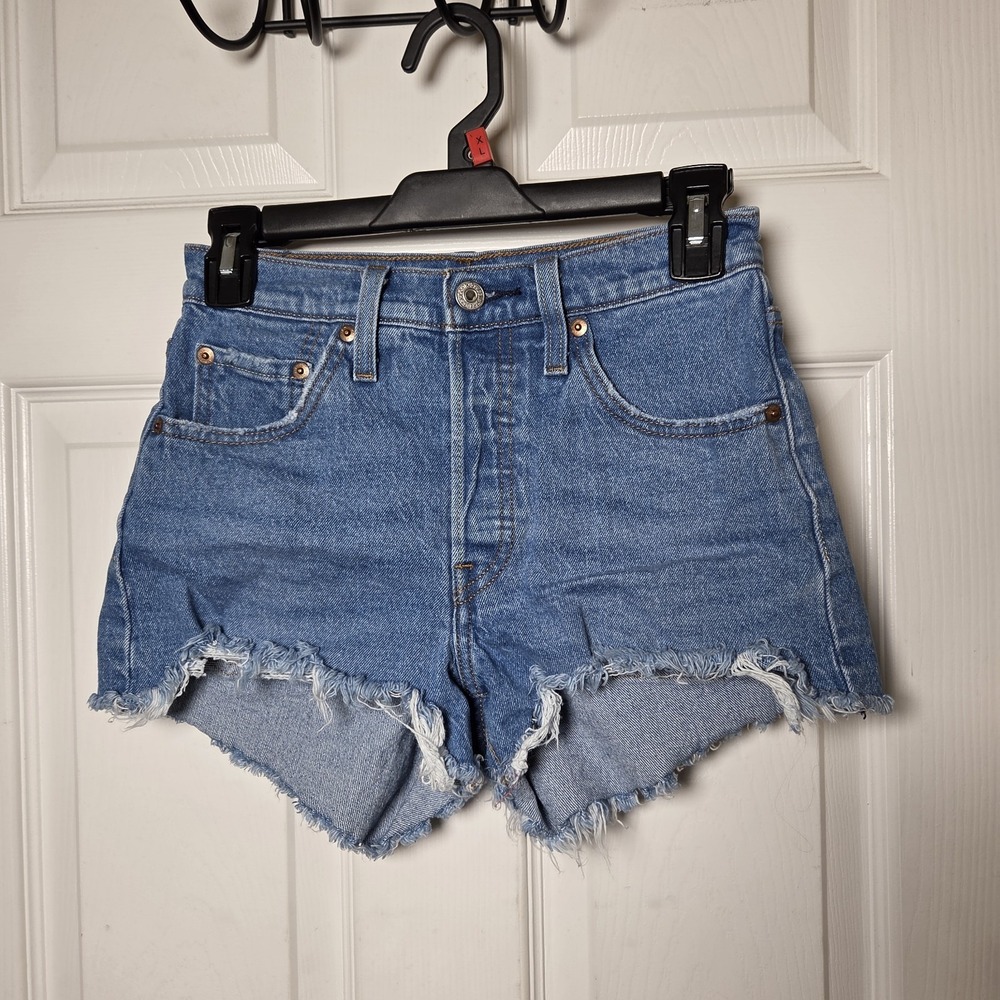 Levi's‎ sz 24 cutoff 501 shorts medium wash casual classic denim summer